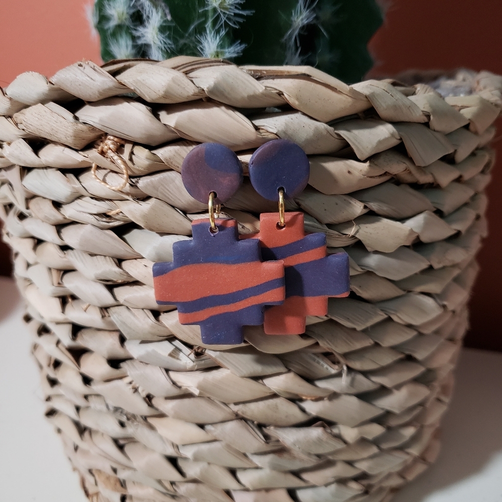 Pyramid inspired polymer clay earrings!!!